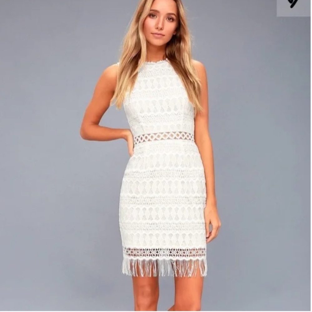 Lulus kenna white crochet lace bodycon dress